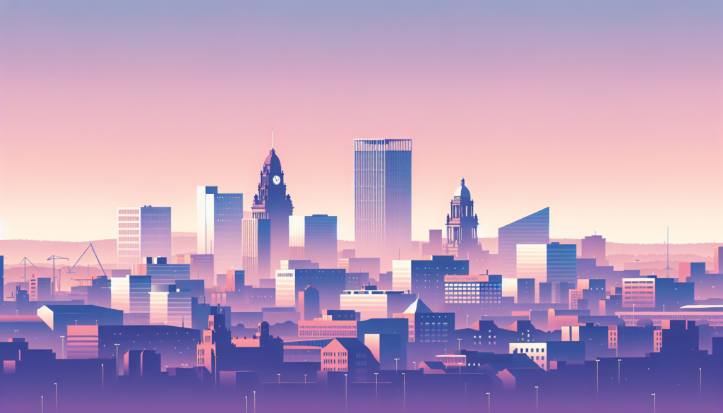 Futuristic cityscape with pastel skyscrapers at sunrise, featuring modern and classical architecture.